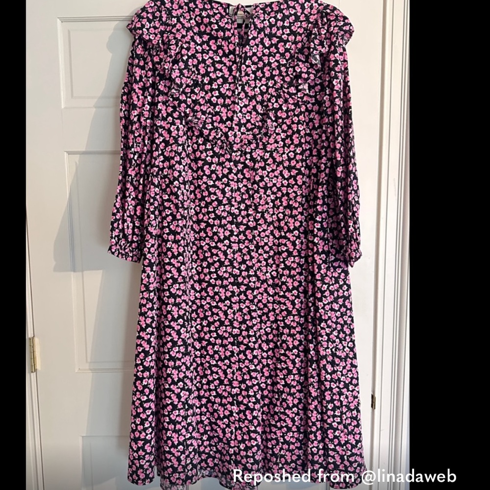 Sandy Liang Pink Floral Midi Dress on Black